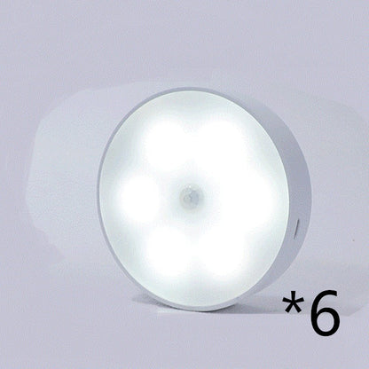 Usb Rechargeable Motion Sensor Light Round Wireless LED Puck Light Kichen Cabinet Lighting Motion Sensor Lamp Night Light