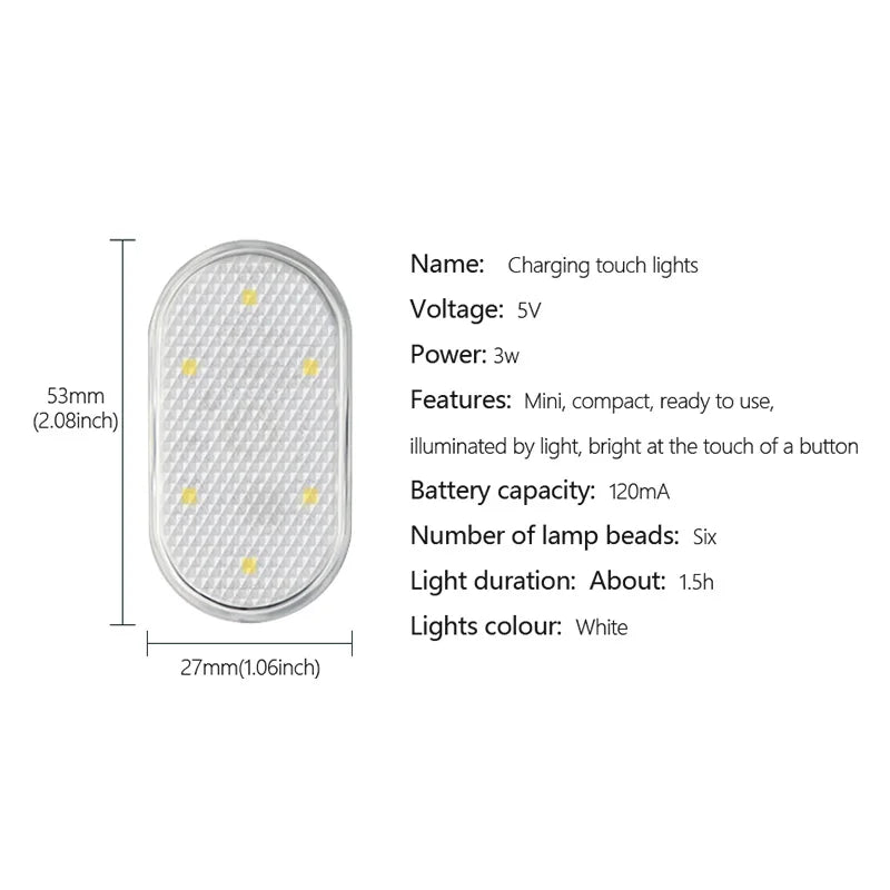 BLALION Car LED Touch Lights Wireless Interior Light Magnetic Auto Door Light Roof Ceiling Lamp Reading Lamp USB Rechargeable 5V